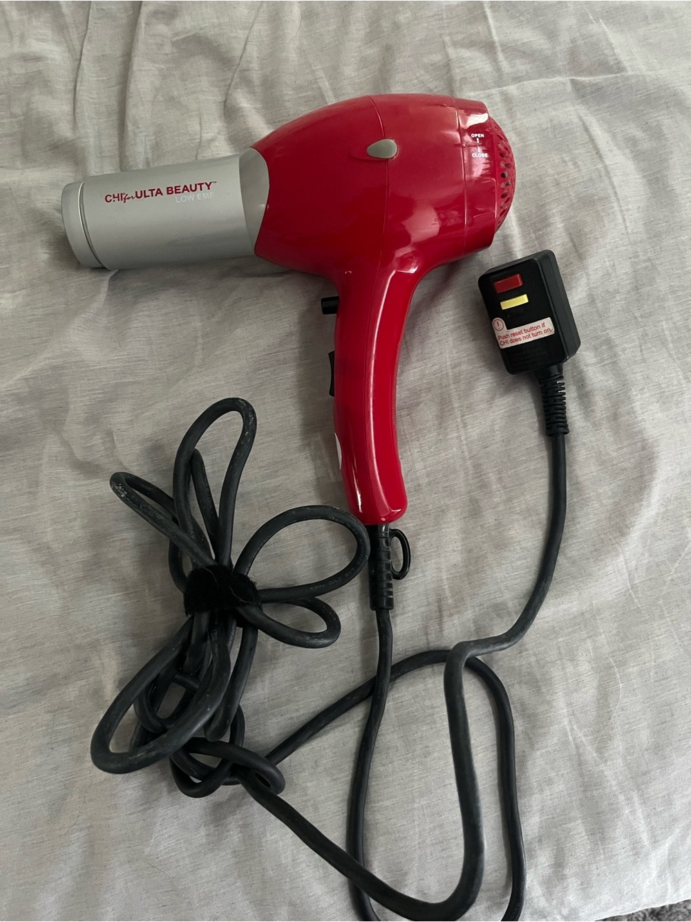Ulta Beauty Red and Silver Foldable Travel Hair Dryer